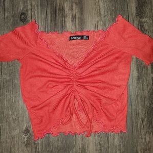 Boohoo red crop top